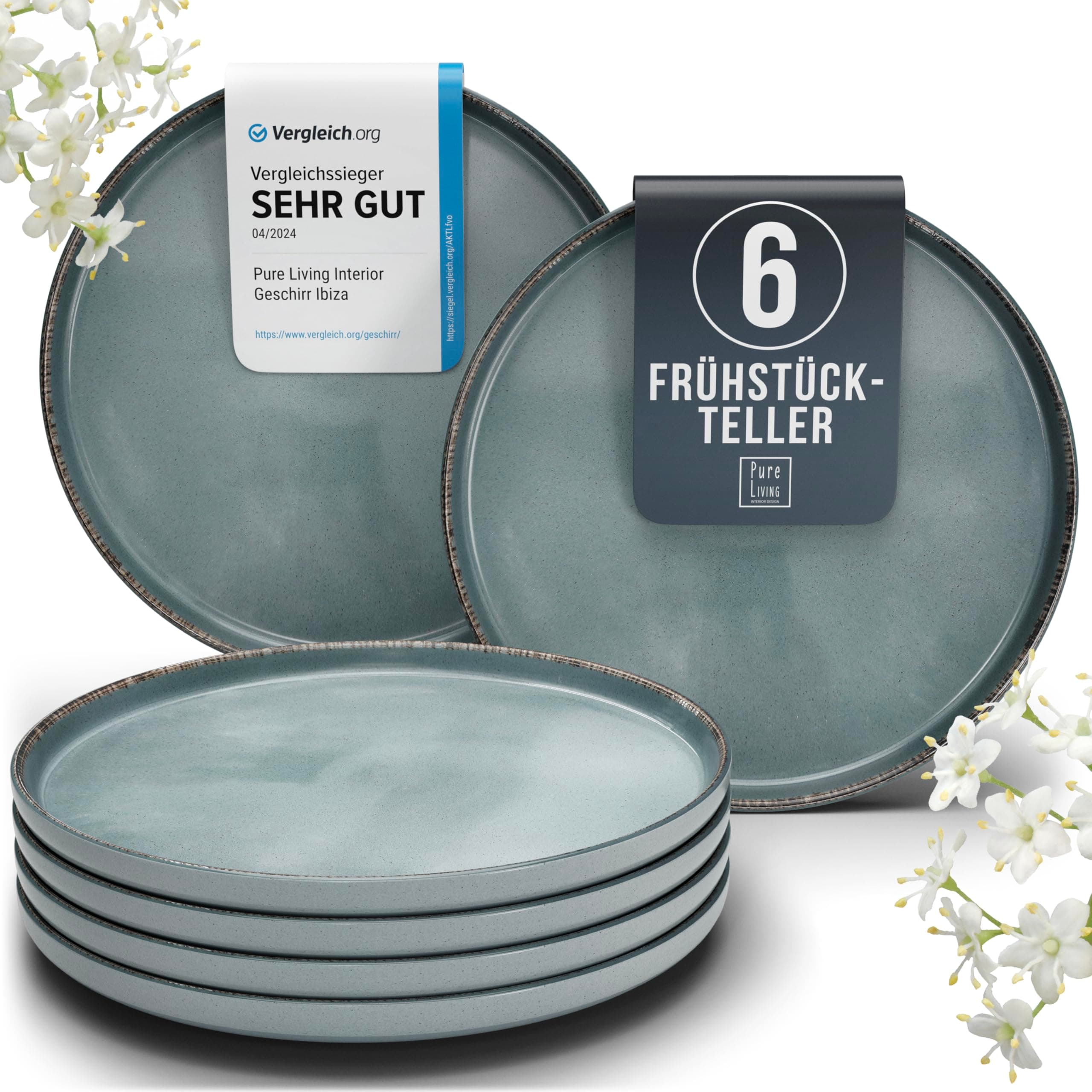 Steingut Frühstücksteller 6 Personen Rustic TESTSIEGER 🍽️🌿