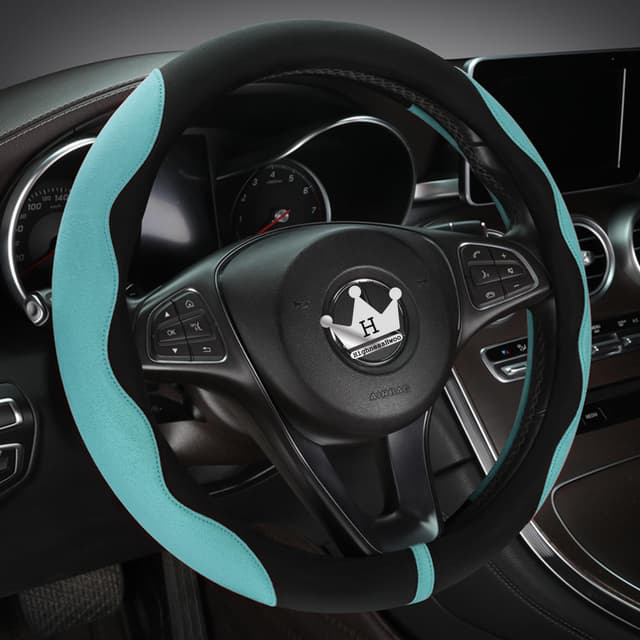 HighnessHwoo Luxuriöser Suede Auto Lenkradbezug | Komfort Lenkradabdeckung 🚗