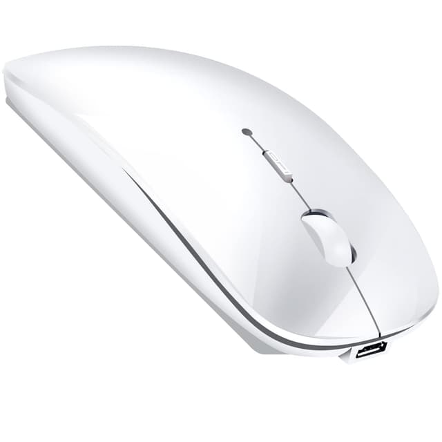 LEAPEST Kabellose Bluetooth Maus für MacBook Pro/Air/Mac/iPad/Laptop/Desktop/Mac/PC/Computer/Telefon - Tragbare schlanke, leise Büromäuse mit USB-C-Adapter 2,4 GHz -Mäuse Kabellos (Weiß)