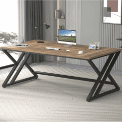 🌟 LVB Großer Schreibtisch für Home Office 🖥️ Bürotisch Holz Metall 180x80cm 🎮 Officetisch Rustikale Eiche