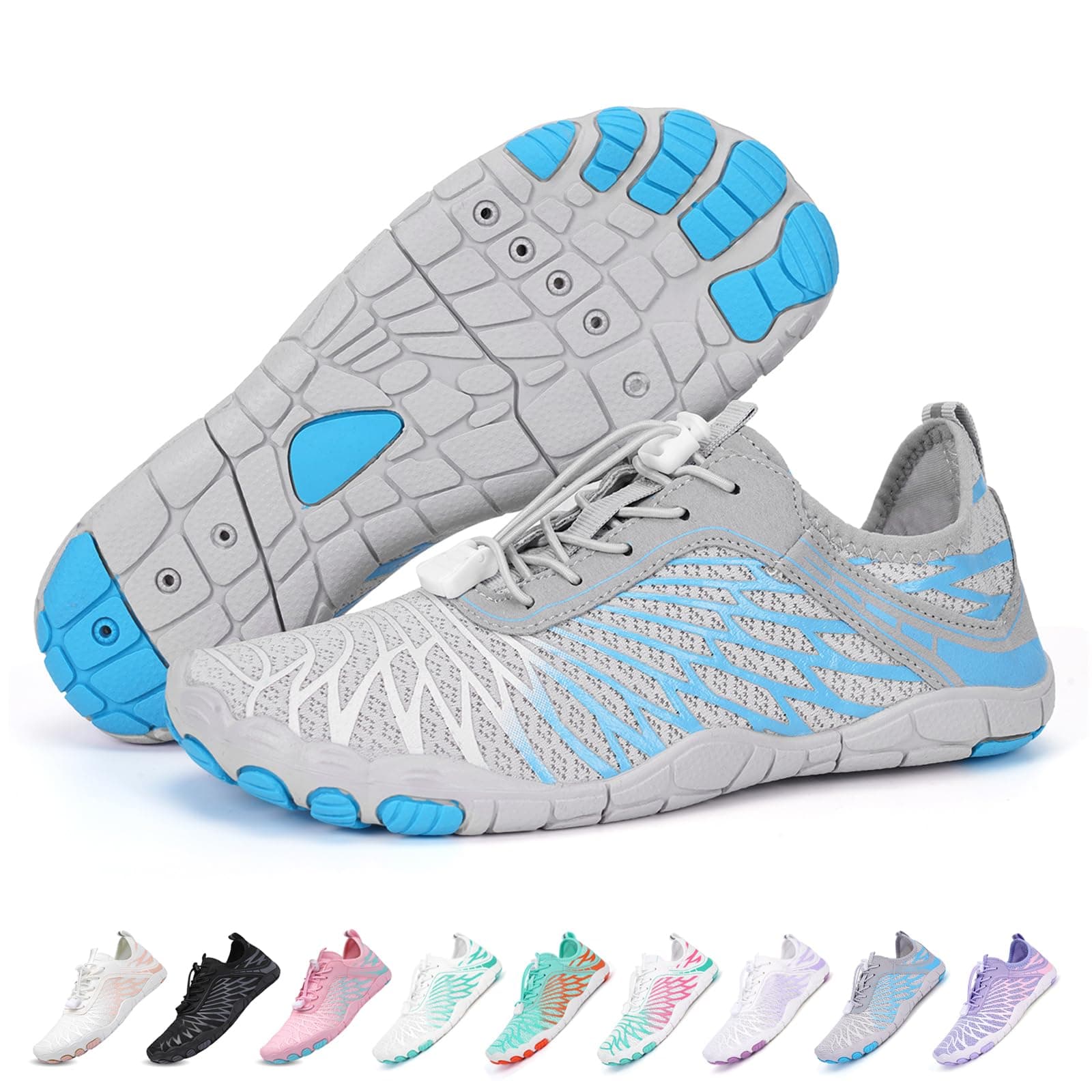 RUYI Unisex Barfußschuhe Damen Herren Wasserschuhe A09 Grau Blau 41 EU 🌊