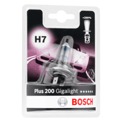 Bosch H7 Plus 200 Gigalight Lampe - 12 V 55 W PX26d - 1 Stück 1er-Pack Plus 200 Gigalight 💡