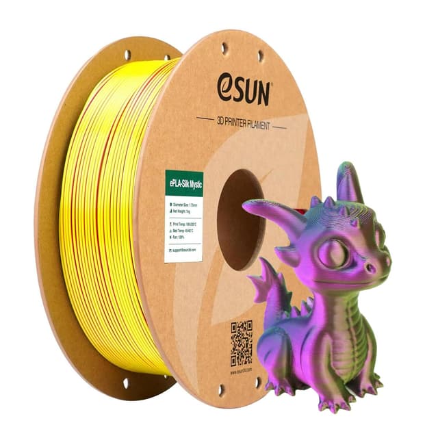 eSUN Silk Tri-Colors PLA Filament 1.75mm, Silky Co-Extrusion 3D Drucker Filament PLA, 1KG Spule Co-Extrusion Silk Mystic PLA für 3D Drucker, Silk Rot Gelb Blau 1KG