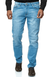 JEEL Herren-Jeans - Regular-Fit Straight-Cut - Stretch - Jeans-Hose Basic Washed 32W / 30L 02-hellblau 👖🌟