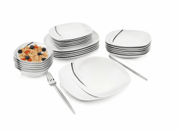 Sänger | Kombiservice Bilgola Black Lines 24 teilig 🍽️ - PREMIUM COLLECTION Black Lines Tafelservice 24 tlg. 🖤
