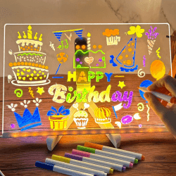 LED Notiztafel mit Farben und Stift - Verstellbarer Ständer, Transparente Leuchtende Schreibtafel