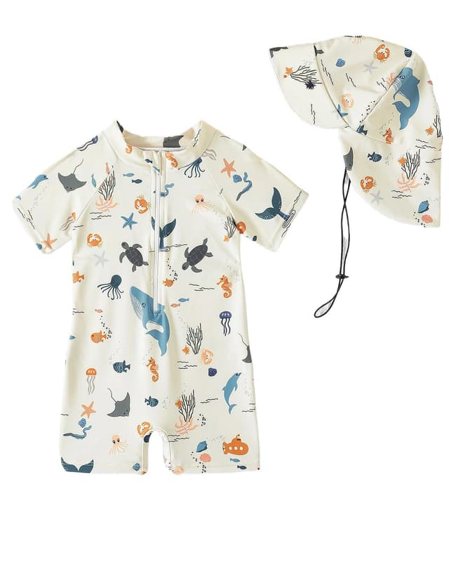 😎 DivingBirds UV Badebekleidung Baby Badeanzug mit Hut 😍