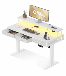🌟 Großer Deal! Elektrischer Schreibtisch von OffiGo, Höhenverstellbar mit Schubladen und Monitorständer