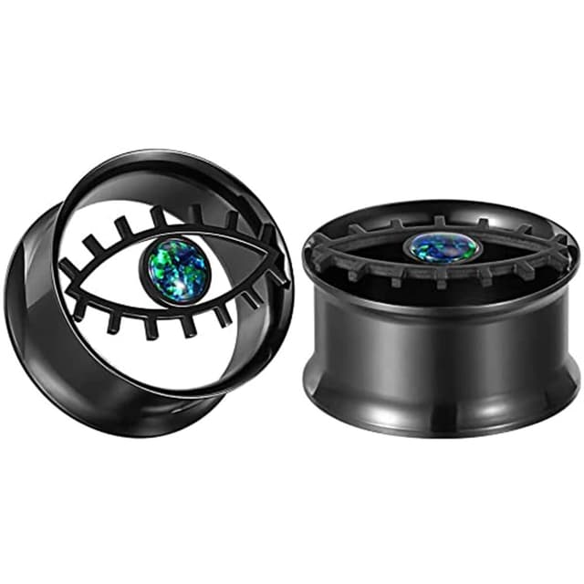 Huacan Tunnel Set Flesh Tunnels Ohren Plug Schwarz Bunte Augen Edelstahl 316L