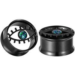 Huacan Tunnel Set Flesh Tunnels Ohren Plug Schwarz Bunte Augen Edelstahl 316L