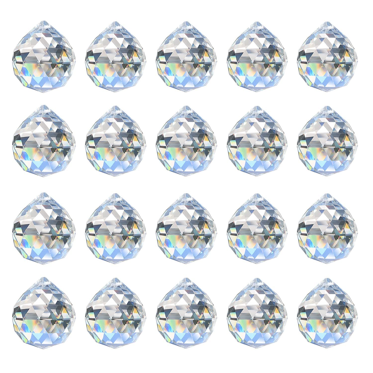 MerryNine 20Pack Kristallkugel 0.8''/20mm Prisma Sonnenscheinfänger Regenbogen Anhänger Maker