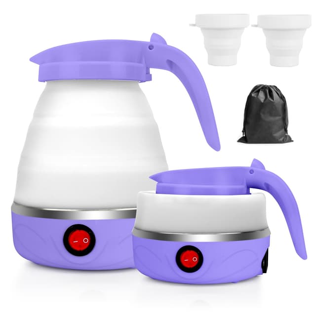 RANJIMA Faltbarer Wasserkessel, 600 ml Camping Wasserkocher ⭐ Violett ⭐