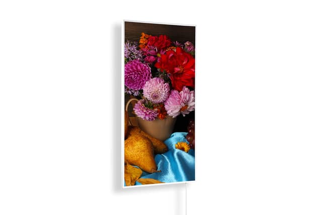 🔥 Infrarotheizung mit Bild - Herbst Bildmotive - TÜV SÜD - 450 Watt Bildheizung - Weißer Rahmen (04. Stillleben) 450 W B004