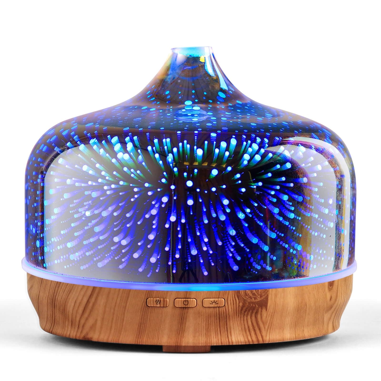 Porseme 500ml Aroma Glas Diffuser 🌌 Handgeblasen 3D Feuerwerk 🌟 Nachtlicht Luftbefeuchter Ultraschall Cool Mist Leise