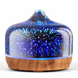 Porseme 500ml Aroma Glas Diffuser 🌌 Handgeblasen 3D Feuerwerk 🌟 Nachtlicht Luftbefeuchter Ultraschall Cool Mist Leise