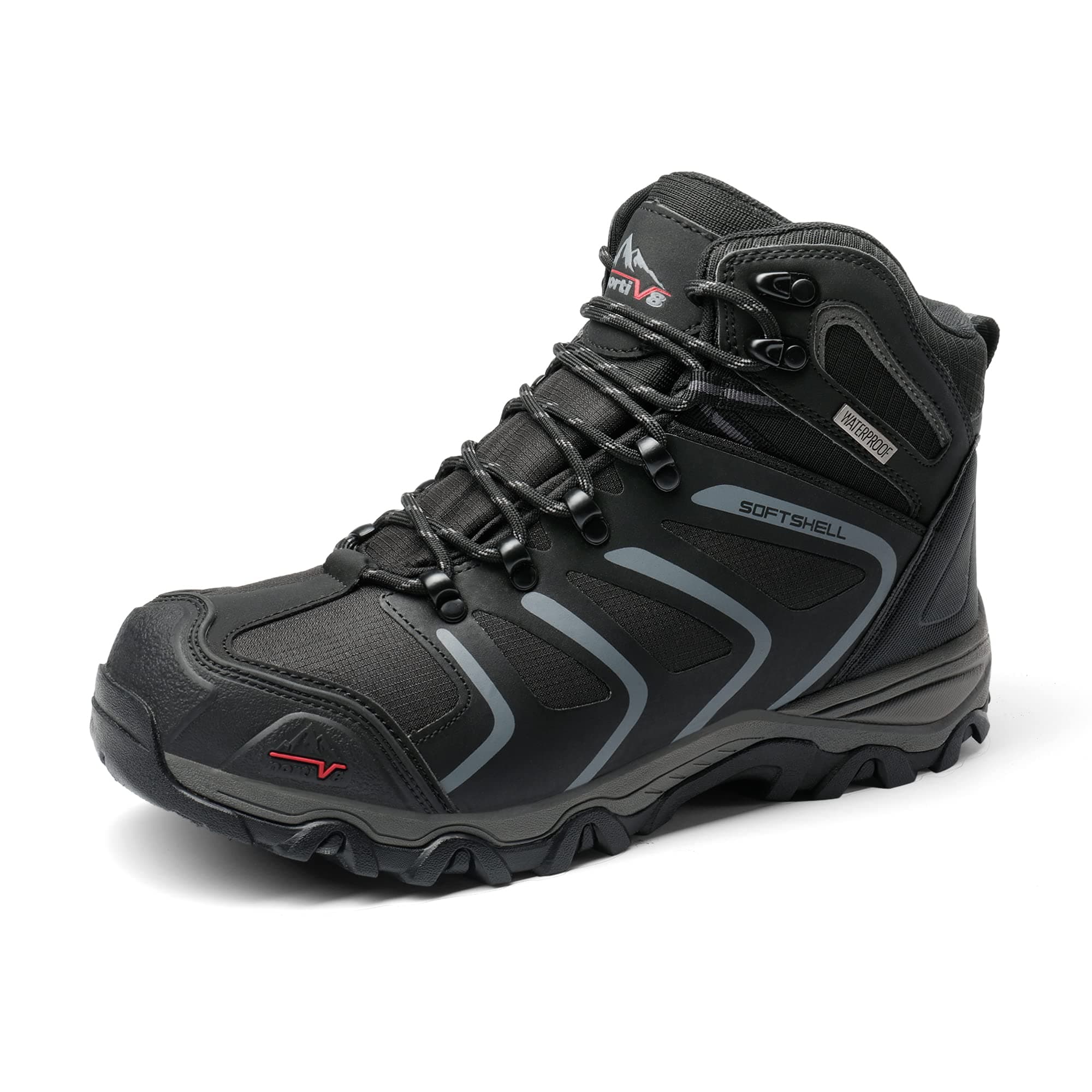🌲 NORTIV 8 Herren-Wanderstiefel | Wasserdichte Outdoor-Trekkingstiefel 40 EU Schwarz Dunkel Grau 🌳