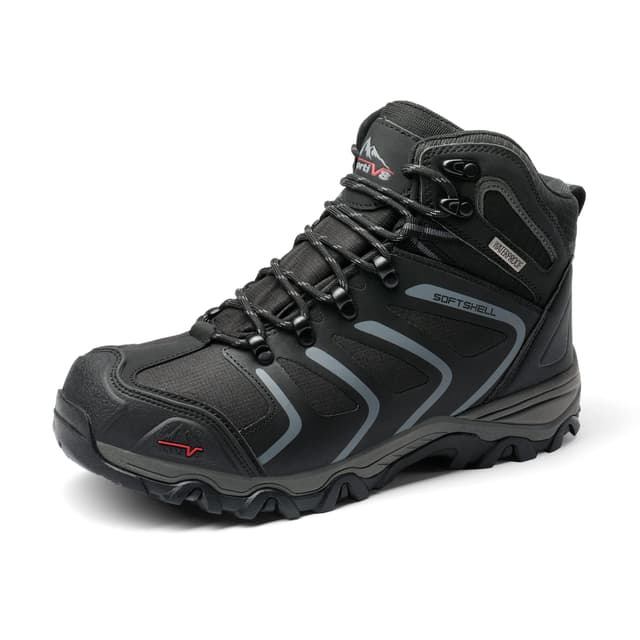 🌲 NORTIV 8 Herren-Wanderstiefel | Wasserdichte Outdoor-Trekkingstiefel 40 EU Schwarz Dunkel Grau 🌳