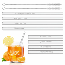 Glasstrohhalme Aperol Spritz – Set mit 8 Stück und 2 Reinigungsbürsten 🍹🌱✨
