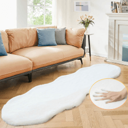 🌟 ORINOVA Teppich Schlafzimmer Flauschig Läufer 60x180 cm Weiß Fellteppich Kunstfell Teppich 🐇