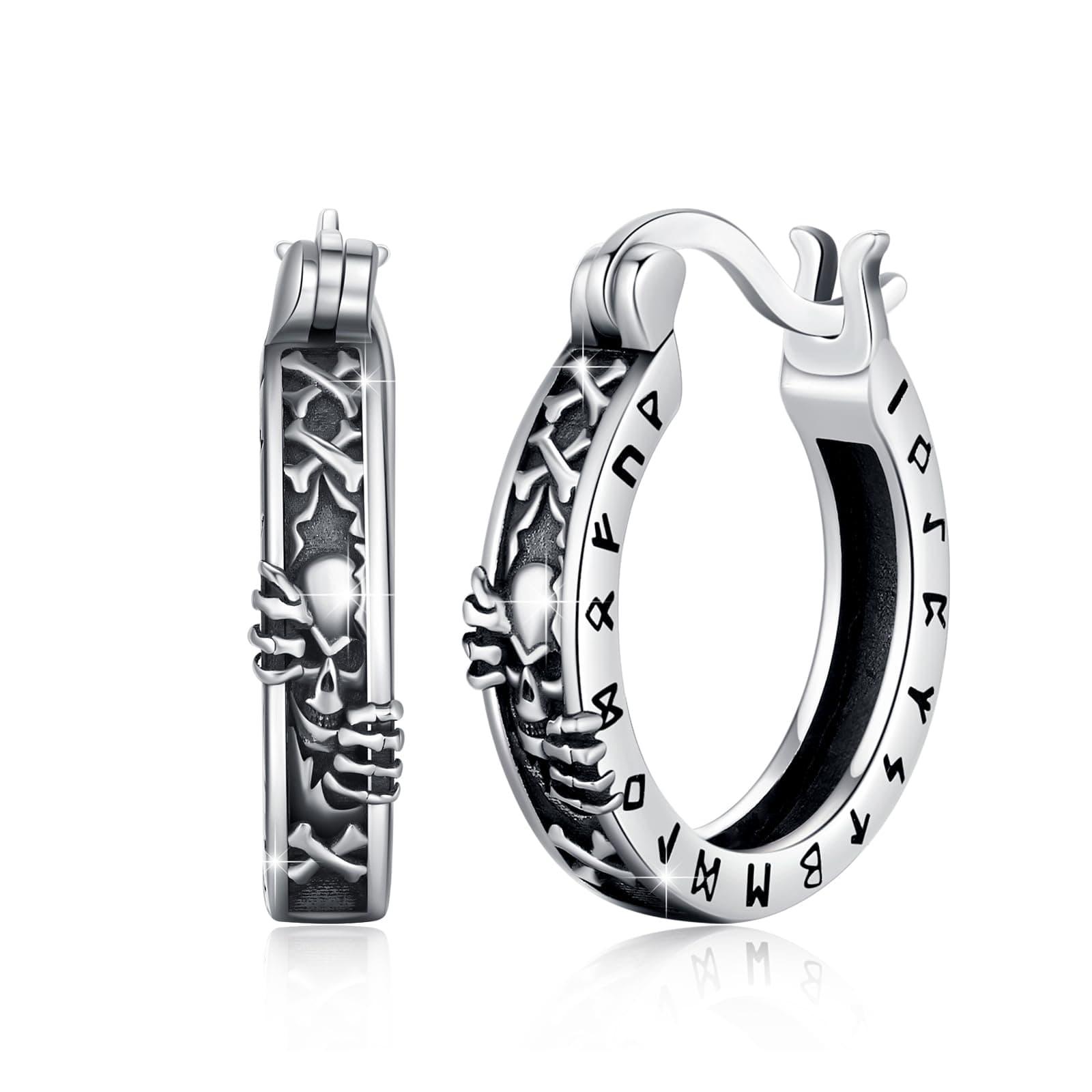 YueYuan Totenkopf Ohrringe 925 Sterling Silber 🌟 Gothic Style Schmuck für Männer Damen