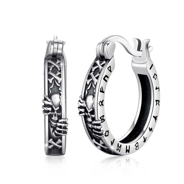 YueYuan Totenkopf Ohrringe 925 Sterling Silber 🌟 Gothic Style Schmuck für Männer Damen