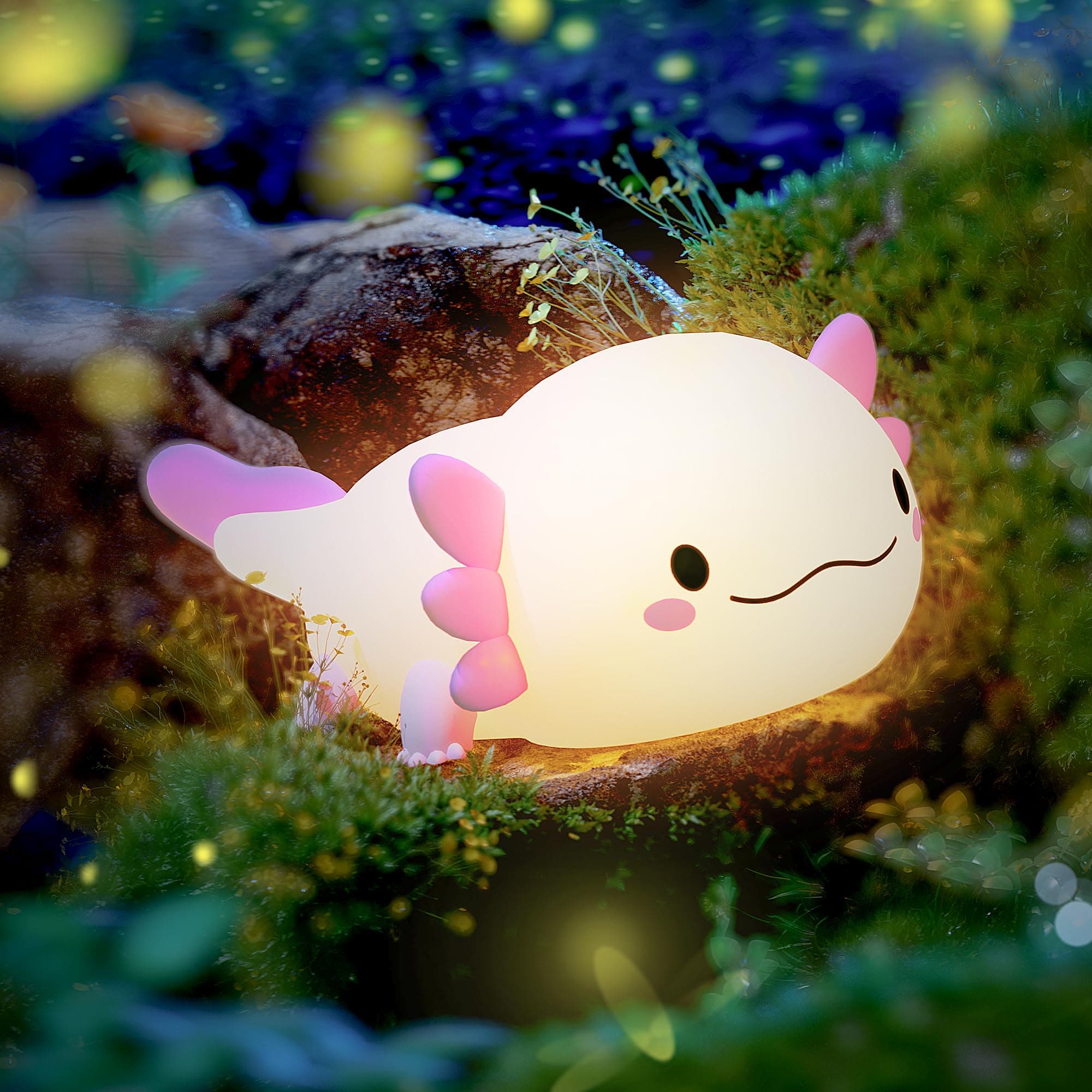 🌟 UNEEDE Axolotl Nachtlicht - Rosa Silikon Nachttischlampe für Kinder 🎁