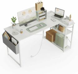 BEXEVUE Eckschreibtisch mit Steckdosenleiste - Modernes Design und geräumiger Stauraum 🖥️🔌