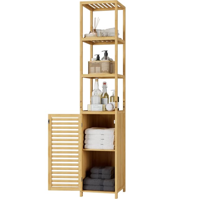 FOREHILL Hochschrank Badezimmerschrank aus Bambus 🎍