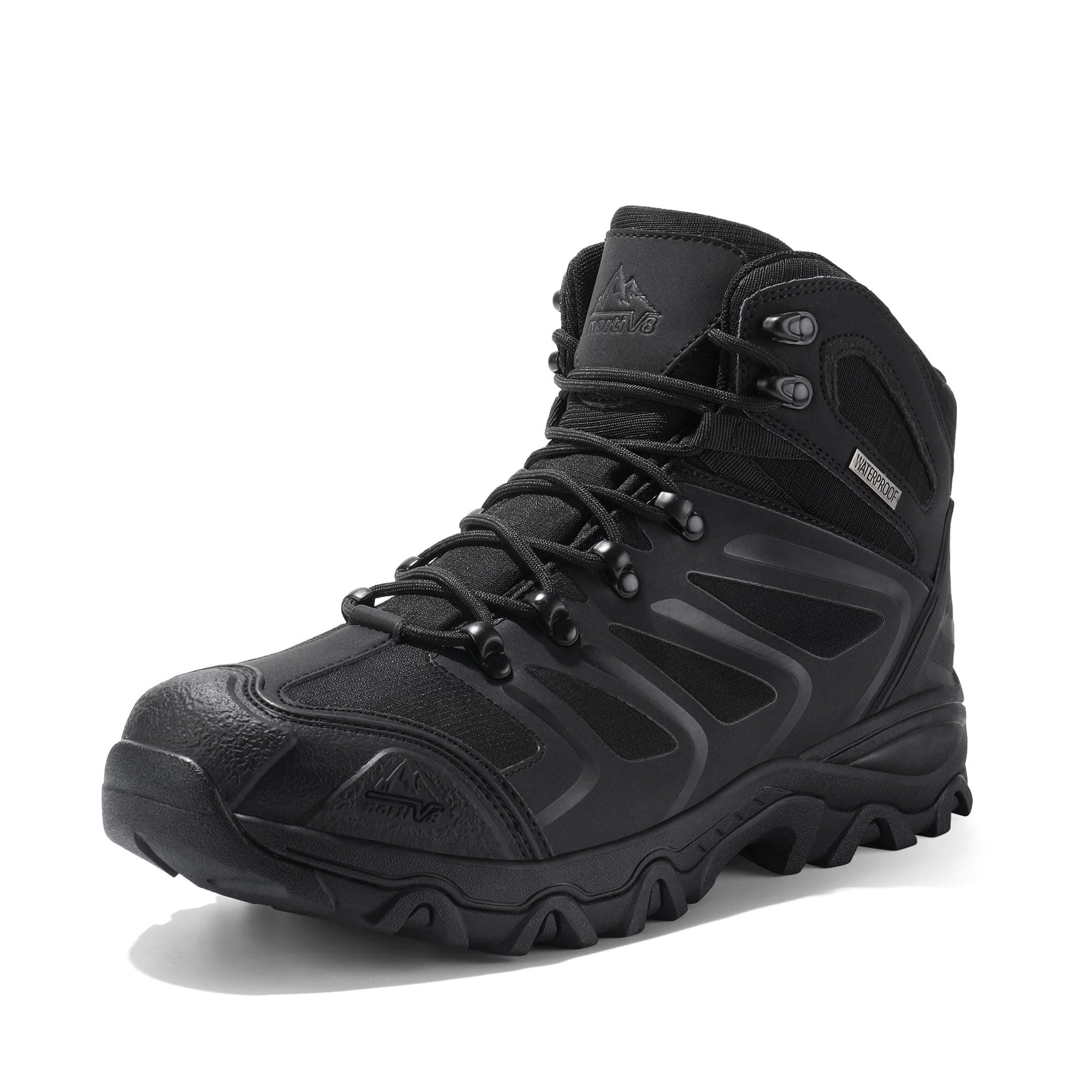 NORTIV 8 Herren-Wanderstiefel 🥾 Wasserdichte Outdoor-Trekkingstiefel 45 EU Alles Schwarz - Angebot