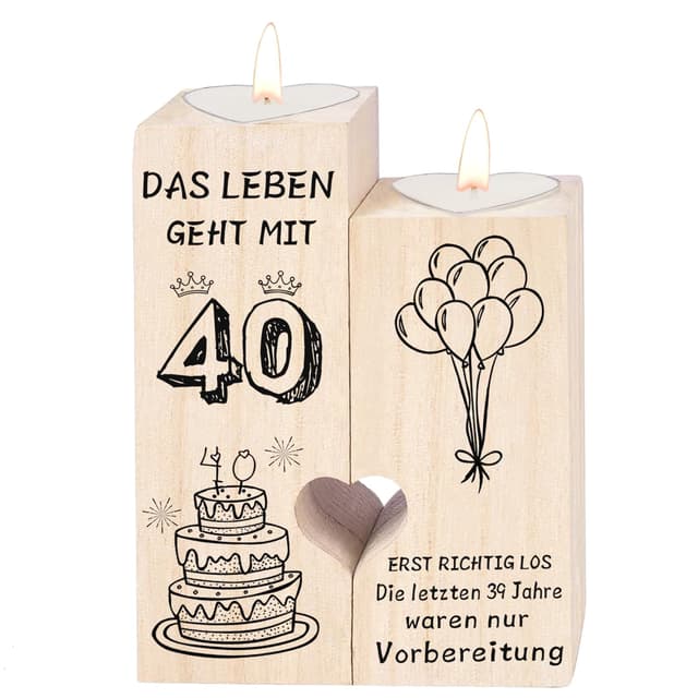 🎉 Handgefertigte Holzkerzenständer zum 40. Geburtstag - Geschenke zum 40. Geburtstag 🎁