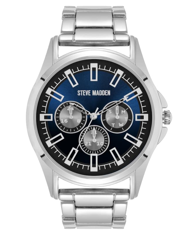 Angebot: Steve Madden Herren Armband Uhr ⌚️ Silber/Marineblau
