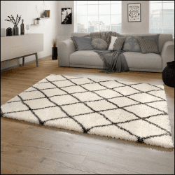 Paco Home Hochflor Teppich Wohnzimmer Shaggy Langflor Skandinavisches Rauten Muster Modern 🏡
