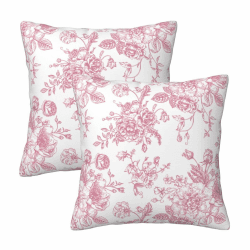 🌸🌼🌺 Kotkiddy Rosa und Weiß Blumenmuster Wurfkissenbezüge 18x18 Zoll Set von 2 🌺🌼🌸