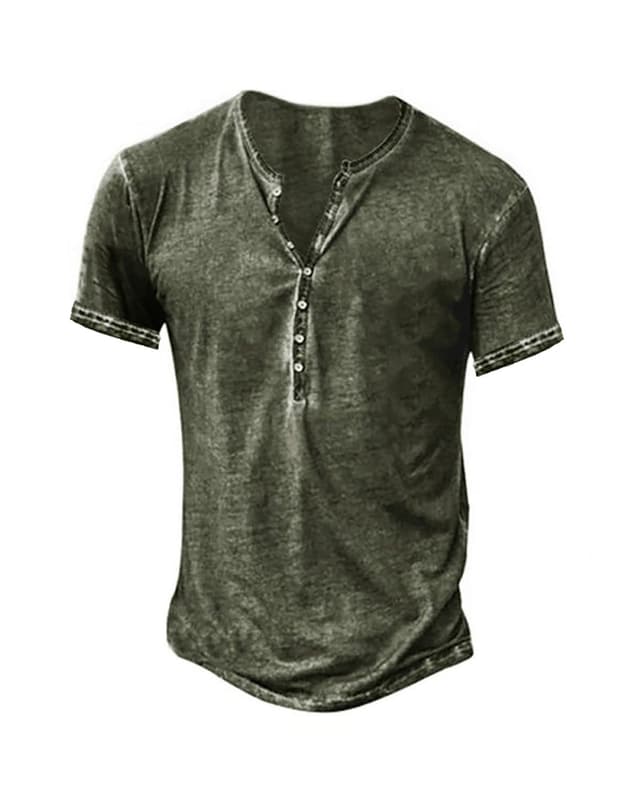 👕 Herren Langarm/Kurzarm Henley Shirt Männer Freizeithemd 3XL 1-grün