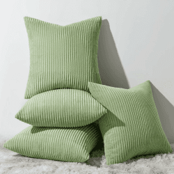 🌿 Topfinel Kissenbezug 45x45 Salbei Grün Kordsamt 4er Set 🌟