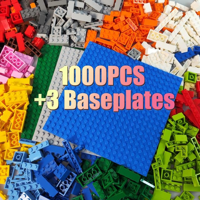 🧩 HUIZDQ 1000 Stück Bauklötze - Klassische stapelbare Grundplatten 🏗️