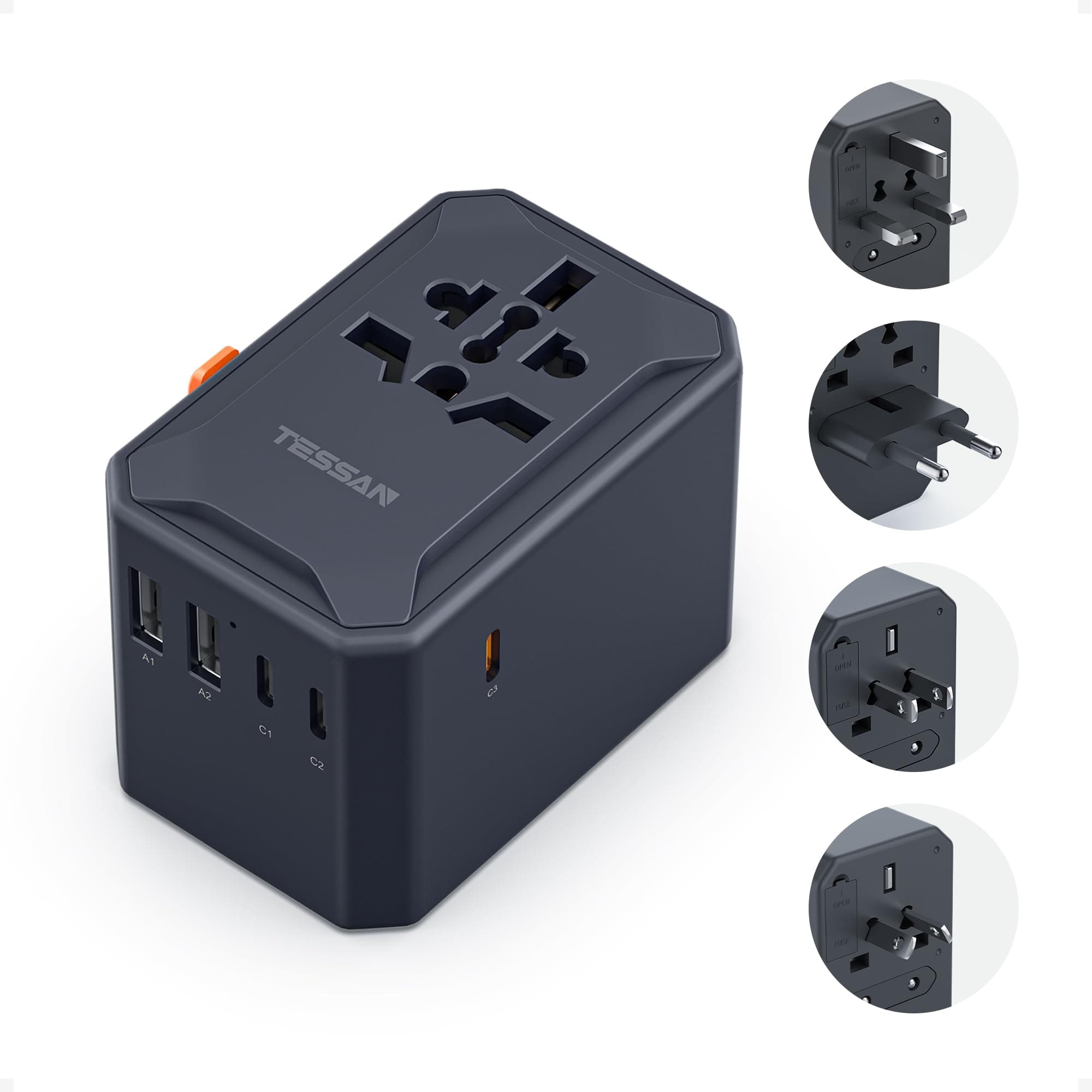 🌍 TESSAN Reiseadapter Weltweit mit USB C GaN 65W PD Schnell Ladegerät 🌟