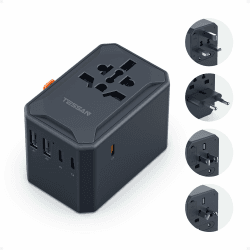 🌍 TESSAN Reiseadapter Weltweit mit USB C GaN 65W PD Schnell Ladegerät 🌟