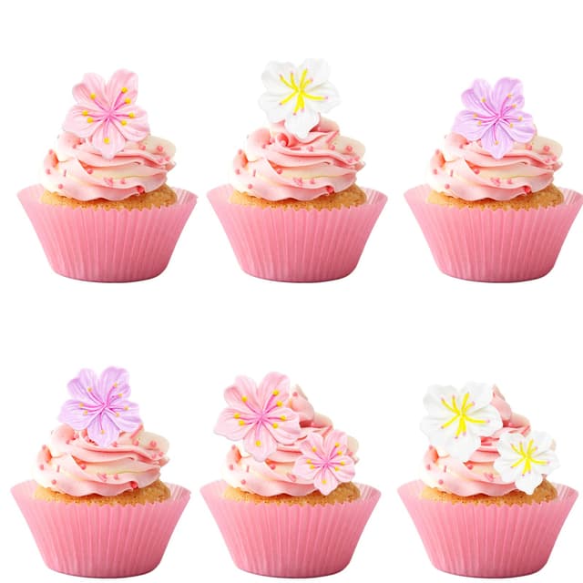 🌸 Catelves Geburtstag Tortendeko Blumen, 25 Stück Pfirsichblüte Cupcake Topper 🎂🌼