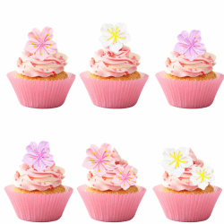 🌸 Catelves Geburtstag Tortendeko Blumen, 25 Stück Pfirsichblüte Cupcake Topper 🎂🌼