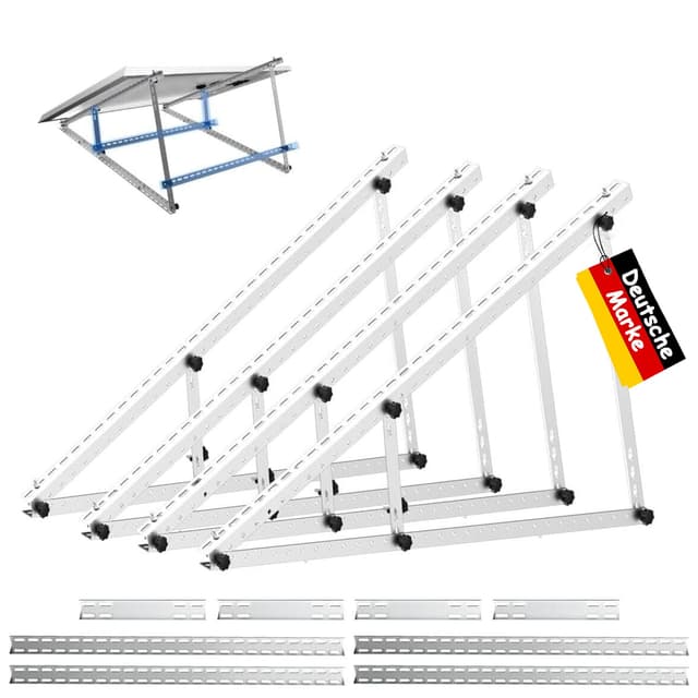 Verstärkte Solarpanel-Halterung Aluminium Verstärkte Balkon-Kraftwerkshalterung 118CM Montagewinkel 0-90° Solarpanel-Montagesatz für 100W-800W Geeignet für Flachdächer Wände Wohnwagen Boote 2 Paar 118cm Verstärkte Solarmodul Halterung 🌞🔧