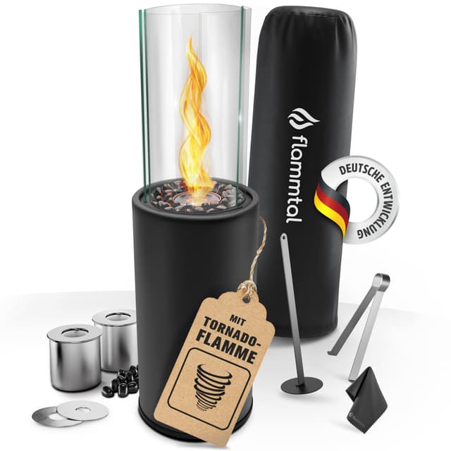 flammtal Standkamin Helix für Garten Terrasse Balkon Deko - Outdoor Bioethanol Kamin