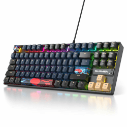 SOLIDEE Tragbare 80% mechanische Gaming-Tastatur, 87 Tasten kompakte RGB LED-Hintergrundbeleuchtung
