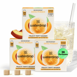 🍑 waterdrop® Eistee Peach, 36 Ice Tea Drops Würfel 🍹