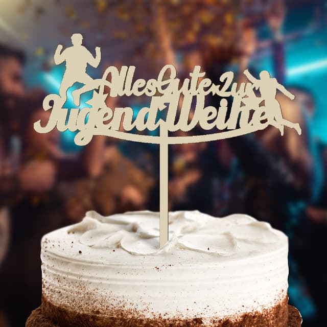 🎉 Holz Tortendeko - Jugendweihe Cake Topper 🎂