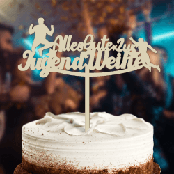 🎉 Holz Tortendeko - Jugendweihe Cake Topper 🎂