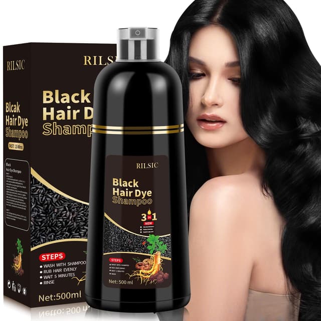 🖤🌿 Black Hair Dye Shampoo für graues Haar - Haarfärbeshampoo 500ML