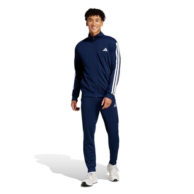 🔥 Angebot! adidas Herren SPORTSWEAR BASIC 3 STRIPES TRICOT TRACKSUIT, Dunkelblau, M