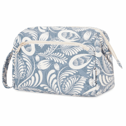 Narwey Kulturtasche Damen Kulturbeutel Kosmetiktasche Schminktasche Reise Make-up-Tasche mit Weit Offener Tasche für Damen Frauen (Blaues Blatt) Z-blaues Blatt