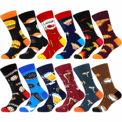 WeciBor 12 Paar Lustige Herren Baumwolle Socken 🍔🍟🍕🍪🍺🥤☕️